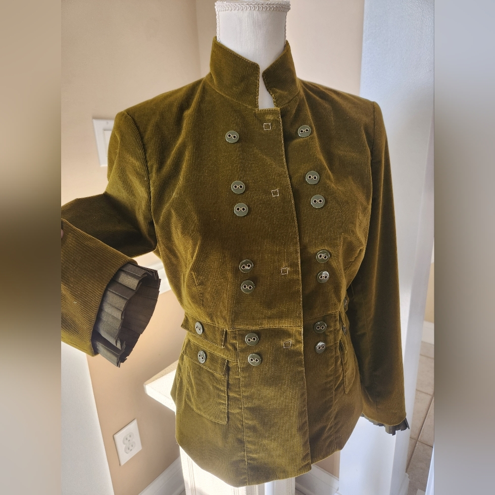 Etcetera olive green cotton velvet blazer size 4 vintage jacket
